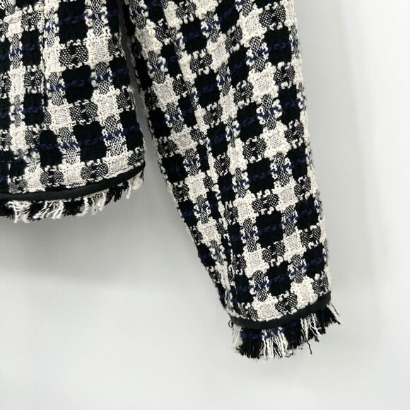 WALTER BAKER baca jacket blazer tweed fringe trim gold buttons old money M - Picture 8 of 11